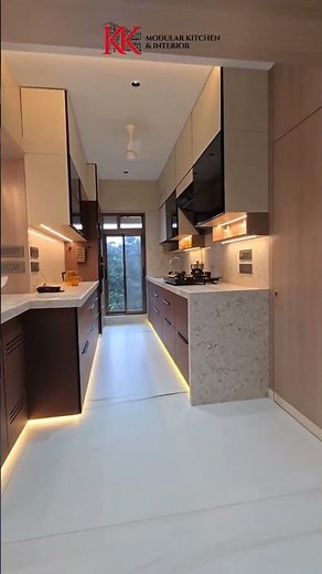Premium Parallel Modular Kitchen in Vile Parle Elegant Silk Matt & Tinted Glass Design