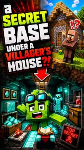 A SECRET BASE UNDER A VILLAGER’S HOUSE??? #shorts #minecraft