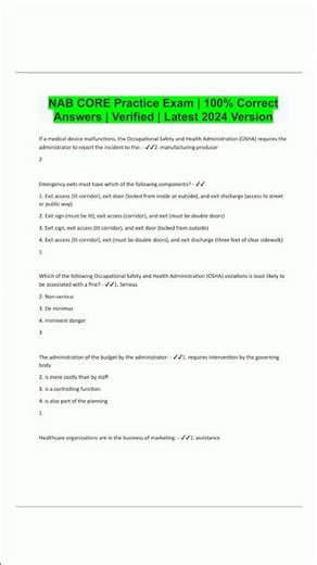 NAB CORE Practice Exam 100 Correct Answers Verified Latest 2024 Version1