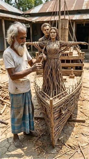 Grandpa created the romantic scene from the Titanic movie 🚢👫 #artandcarf #Titanic #LeonardoDiCaprio