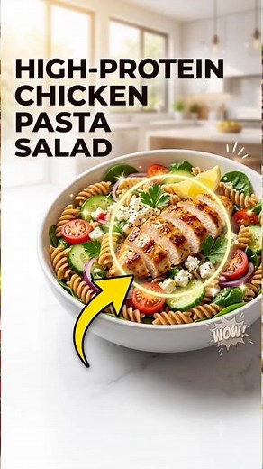 High-Protein Chicken Pasta Salad 🥗 | Easy Healthy Meal Prep Recipe#highprotein #salad #healthyfood