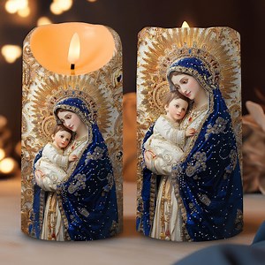 Virgin Mary and Baby Jesus LED Candle, Religious Prayer Candle, Catholic Gift for Her, Blessed Mother Candle, Faith Christian Home Decor - Etsy