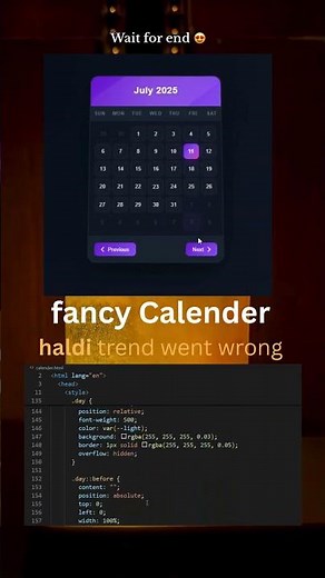 Ultimate Modern Calendar Design 2024 | HTML, CSS & JavaScript Tutorial (Dark UI + Animations!)