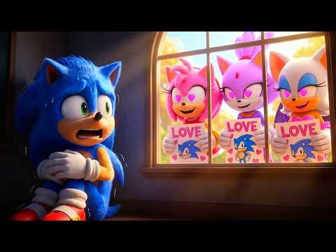 Sonic Shocked by Three Crazy Female Admirers - Can SONIC Run Away?| Sonic The Hedgehog 3 Animation