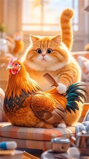 Epic Hen vs Cat Battle 🐔⚡😼 | Funny Animal Fight Scene in 8K Cinematic Style 🎬🔥