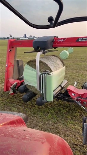 Satisfying Hay Baler in Action! #farming #rurallife #machine