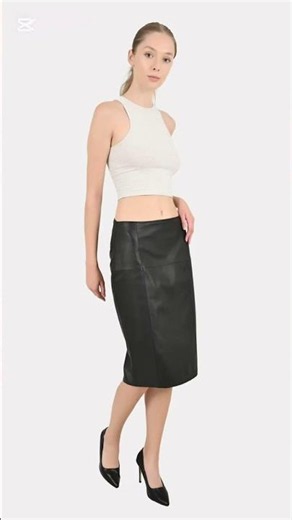 ALiN Naomi Genuine Black Leather Pencil Skirt