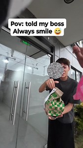 Pov: told my boss always smile to the customer 😅 #goodvibesonly #goodvibes #JustForFun #pov | Junpyo Bangs