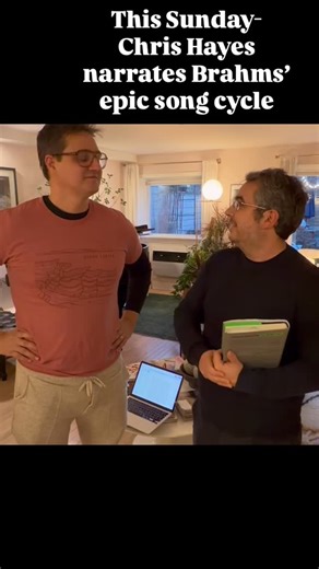 brooklyn art song society on Instagram: "Yesterday we had so much fun at rehearsal for Cycles III: Die Schone Magelone! Chris Hayes, host of @allinwithchris and author of The Siren’s Call brought the narrator role to life in such a special way, and baritone @brianjamesmyer and pianist Dimitri Dover sound phenomenal. See you at @roulette_intermedium on Sunday, December 14th for a rare complete performance of Brahms’ masterful song cycle. #brooklynartsongsociety #artsong #brooklyn #brahms #lieder 