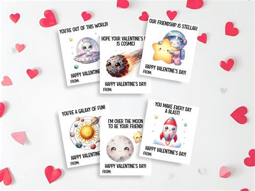 Printable Space Valentine's Day Cards for Kids, Classroom Valentines Cards, Kid Valentine Cards Outer Space, Printable Valentines - Etsy