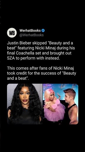 Justin Bieber skipped "Beauty and a beat" featuring Nicki Minaj during his final Coachella set and