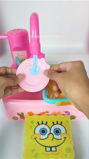 Washing Plates Spongebob Cleaning Sink Playset Toys, Satisfying With Unboxing ASMR Videos Pinky Toys