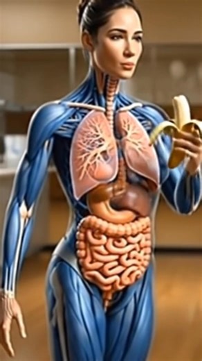 What happens inside the body when you eat a banana 🍌🫁🫀 An ultra-realistic medical visualization showing how a banana is swallowed, moves through the esophagus, churns in the stomach, and continues through the intestines — presented in a clean, cinematic, classroom-friendly 3D view. #ad #DigestionProcess #Banana #MedicalVisualization #HumanAnatomy #3DMedical #HealthEducation #DigestiveSystem #ScienceVisuals #Anatomy3D | Maksuda Akter