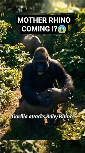 Mother Rhino Fights Back!!-Gorilla shocked😱