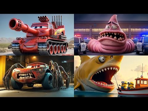 McQueen Tank🆚McQueen Spider🆚PATRICK.EXE🆚Minion Shark Monster🎶 Tiles Hop EDM Rush