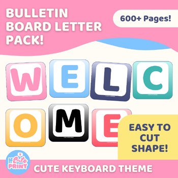Cute Colorful Keyboard Technology Computer Bulletin Letters Set Easy Decor STEM