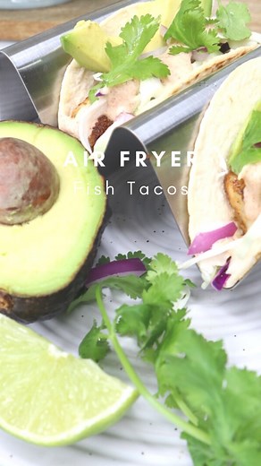 15-Minute Air Fryer Fish Tacos 🐟 This will be your new favorite fish taco recipe I assure you! Make my healthy homemade taco sauce recipe with it to top it all off! 😍😍 Fish is an awesome eat if you are trying to cut or just eat leaner in general! It’s so low in calories, high in protein, and full of vitamins and omega-3’s 🤗 INGREDIENTS: For the fish: 1.5 lbs fresh tilapia, skin removed 1 tsp chili powder 1/2 tsp oregano 1/2 tsp garlic powder 1/2 tsp paprika 1/4 tsp cayenne 1/4 tsp smoked pap