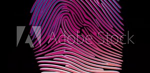 Fingerprint scanner animation with multicolored light, showcasing advanced security technology in a visually captivating way.