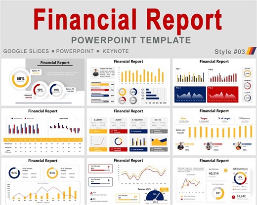Financial Report Powerpoint Template, Financial Report Template, Financial Statement, Finance Dashboard, Sales Report, KPI Dashboard - Etsy
