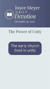 The Power of Unity | Daily Devotion from Joyce Meyer | December 29, 2025