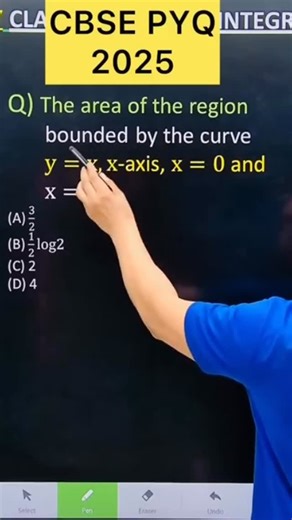 Shivang Gupta | CBSE PYQ 2025 Application of integral Q) The area of the region bounded by the curve y = x , x-axis, x=0 and x=2 is #cbse2026 #maths... | Instagram