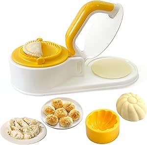3 in 1 Dumpling Maker Press, Multifunctional DIY Dumpling Skin Dough Presser, Bao Bun Empanadas Mold Press Making Set (White)