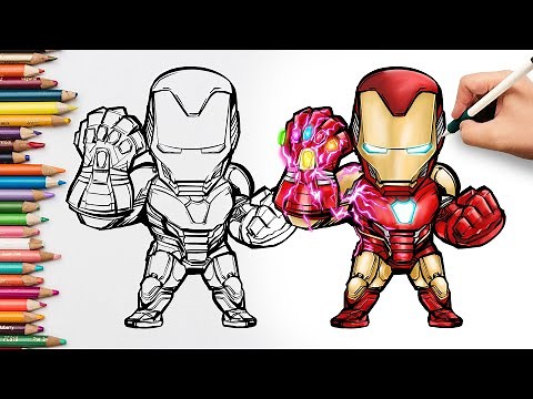 HOW TO DRAW IRON MAN MARK 85 WITH INFINITY GAUNTLET | MARVEL AVENGERS | TUTORIAL