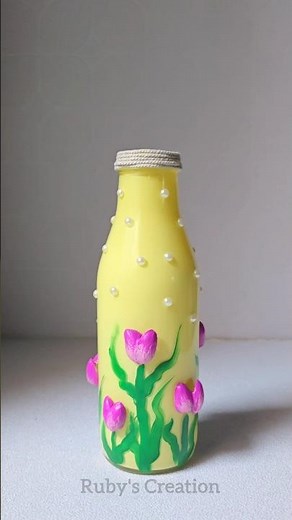 Waste Bottle to Beautiful Flower Vase 🌷 | Easy Bottle Art DIY | Home Decor Idea #youtubeshorts