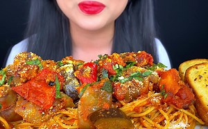 【Phan】烤蔬菜番茄肉酱意面 蒜香面包 咀嚼音