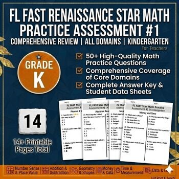 FL FAST RENAISSANCE Star Math Practice Assessment #1 | Kindergarten -Test Prep