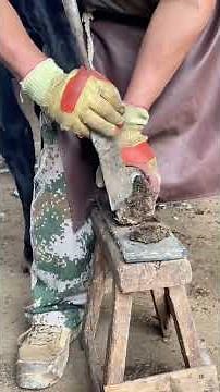 The master repaired the donkey's hooves quickly with skilled hands.