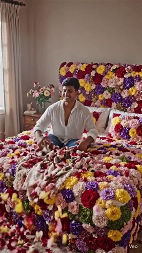 🌸✨ Flower Bed Viral Video | Dreamy Cozy Sleep Aesthetic 😴 #FlowerBed#AesthetiVideo#AIVideo#CozyVibes
