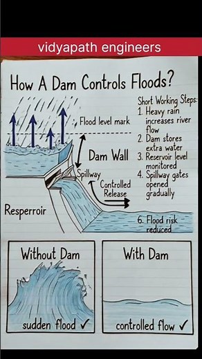 How Dams Control Floods? 🌊 | Civil Engineering Explained #vidyapathengineers