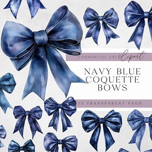 Navy Blue Bow Png - Coquette Navy Blue Bow Clipart - Girly Bows - Navy Bow Clipart - PNG - Transparent Background - 13 Clipart Graphics - Etsy