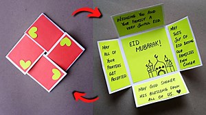 1.5K views · 15 reactions | How to Make Eid Greeting Card, Eid Mubarak Card, Eid Crafts Ideas, Paper Crafts, Easy kids crafts #eidcard #greetingcard #eiduladha #papercrafts #card #kidscrafts #diy #art #papercraft | Juniors Art and DIY | Facebook