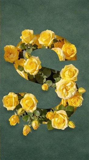 Letter S filled with yellow roses in Procreate 🌹