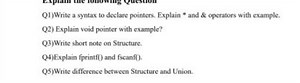 Q1)Write a syntax to declare pointers. Explain * and \& operato... | Filo