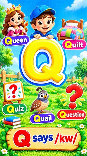 Q for Queen 👸 | ABC Phonics Song | Learn Letter Q Words | Queen Quilt Quiz Question | Kids Learning