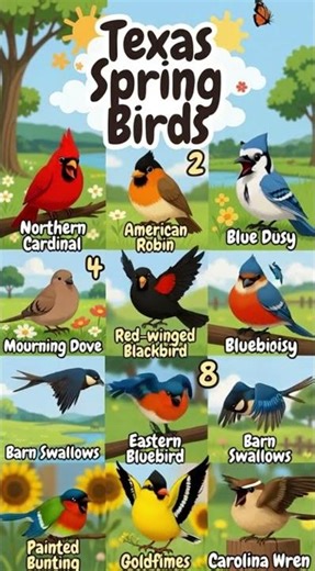 🌿 Texas Spring Birds | Fun Learning for Kids | 10 Colorful Birds