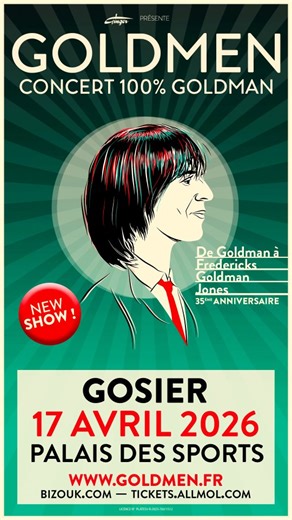 AMIS DE LA GUADELOUPE GOLDMEN REVIENT AU GOSIER EN 2026 ! Les GOLDMEN seront de retour au Palais des sports du Gosier pour présenter leur nouveau show «De Goldman à Fredericks Goldman Jones !». Actuellement en tournée événement, rassemblant des centaines de milliers de fans à travers la France, les GOLDMEN seront de retour en 2026 pour un nouveau show 100% tubes, de l’univers de Jean-Jacques GOLDMAN à celui du trio FREDERICKS GOLDMAN JONES. « Ça a juste confirmé ce que Jean-Jacques m’avait dit :