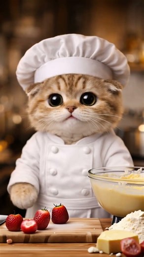 Cat Chef Cooking Delicious Cake!