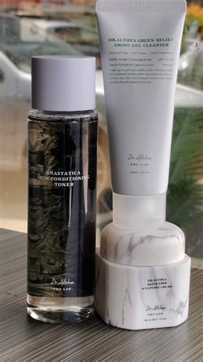 ✨ Skincare that actually gives results! ✨ 💚 Green Relief Amino Gel Cleanser A super gentle gel cleanser that melts away dirt without stripping your skin. Packed with amino acids to keep your moisture barrier happy and redness low. Fresh, clean, non-drying — yes please. 🌿 Anastatica Skin Conditioning Toner Lightweight, soothing, and mega-hydrating. This toner uses the resurrection plant (Anastatica) to bring dull, tired skin back to life. Gives that bouncy, glass-skin look we all chase. 💫 Dr. 