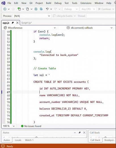 Node.js + MySQL Banking Management System | Create Database & Tables Automatically with JavaScript