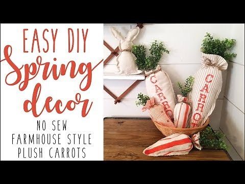 Spring Decor DIY • Carrot Plush • No Sew • Easy • Farmhouse Style