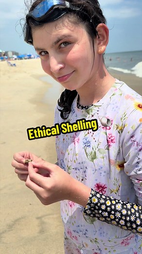 Teaching my children about ethical shelling. Naomi loves to collect shells from the beach. She was so excited when she found this perfect shell but quickly realized that there was a creature living inside. I explained to her that we do not keep shells that are the homes of other living creatures. This initially made her sad but understood and released the creature back into the ocean. #ethics #ethicalshelling #shell #beach