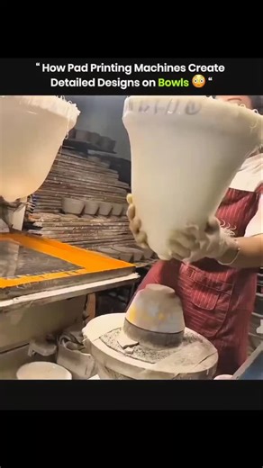 explain_eduverse_ | This machine prints intricate designs on bowls using pad printing. A silicone pad presses onto an ink plate and picks up the design. The... | Instagram