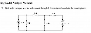 sing Nodal Analysis Method:Find node voltages \mathrm { V } _ ... | Filo