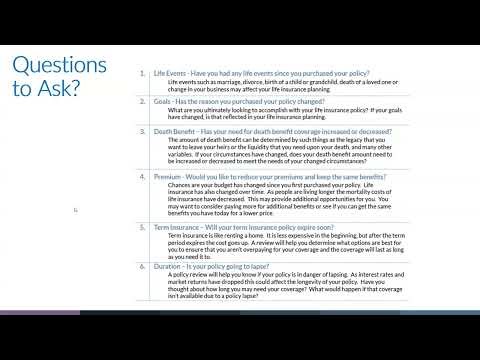 Life Insurance Policy Review Questions