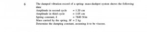 6 The damped vibration record of a spring- mass-dashpot system ... | Filo