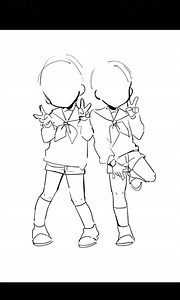 Anime Poses 2 People Drawing Base